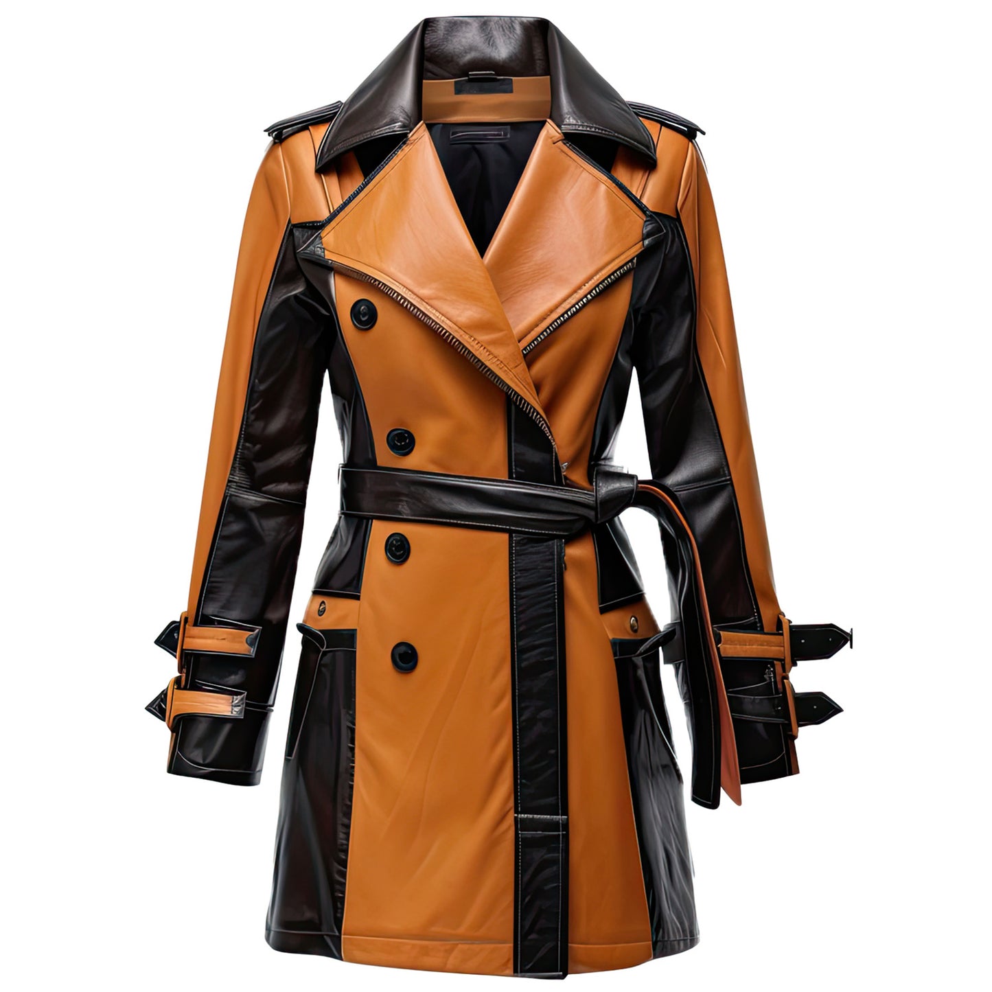 Women's Chocolate Brown Sheepskin Leather Trench Coat - Winter Fashion, Belted Lapel Outerwear