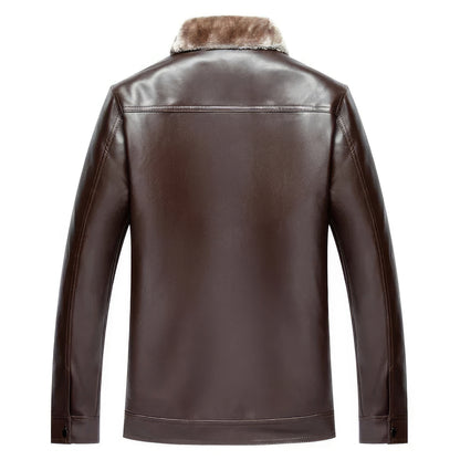 Men's Brown Genuine Sheepskin Slim Fit Leather Jacket - Sherpa Faux Fur Lined, Casual Zip-Up Fashion