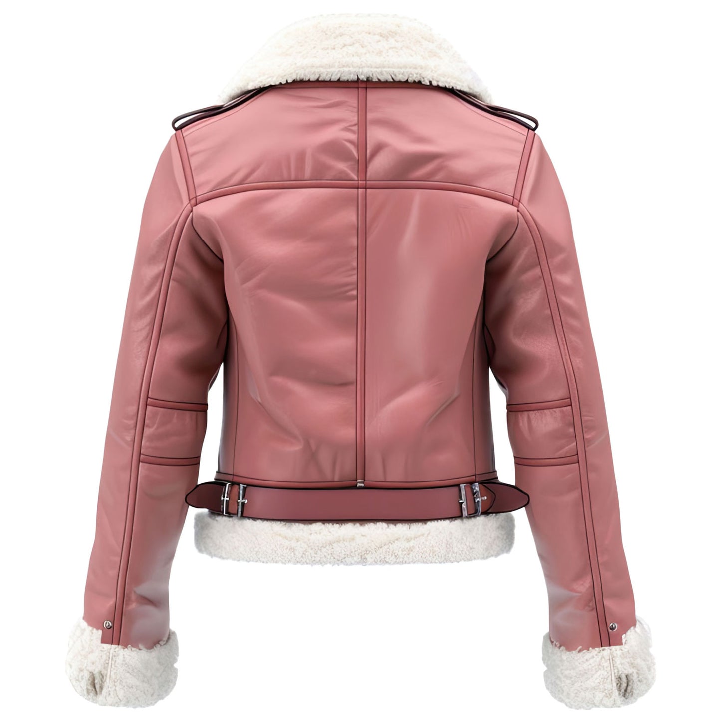 Women's Pink Sheepskin Aviator Jacket with Sherpa Lining Cozy Winter Flight Style