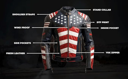 American flag genuine leather jacket