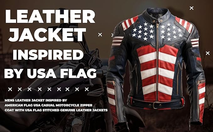 American flag genuine leather jacket