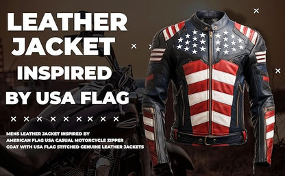 American flag genuine leather jacket