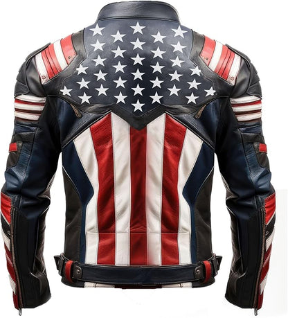 American flag genuine leather jacket