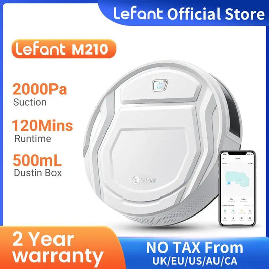 Lefant M210 Robot Vacuum Cleaner Super Slim App Control Strong Suction Self-Charging For Pet Hair Hard Floors Low Carpets