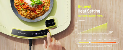 Portable Food Electric Warming Tray Foldable Food Warmer Plate 8Gear Adjustable Temperature Keeps Food Hot Constant Fast Heating