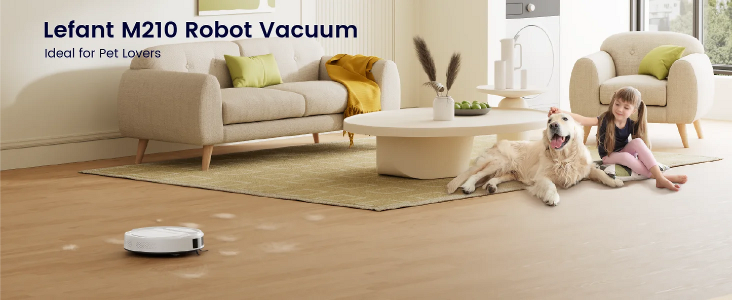 Lefant M210 Robot Vacuum Cleaner, 2000Pa Suction, 120 Mins Runtime, Low Noise, Automatic Self-Charging