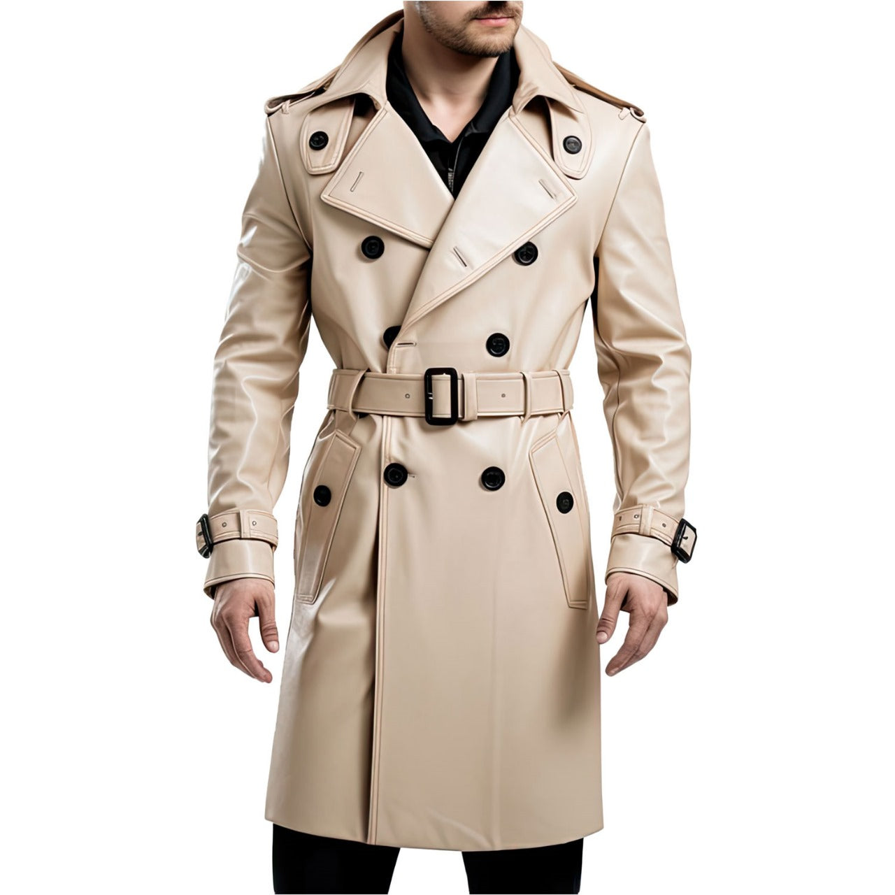 Genuine Sheepskin Leather Long White Coat