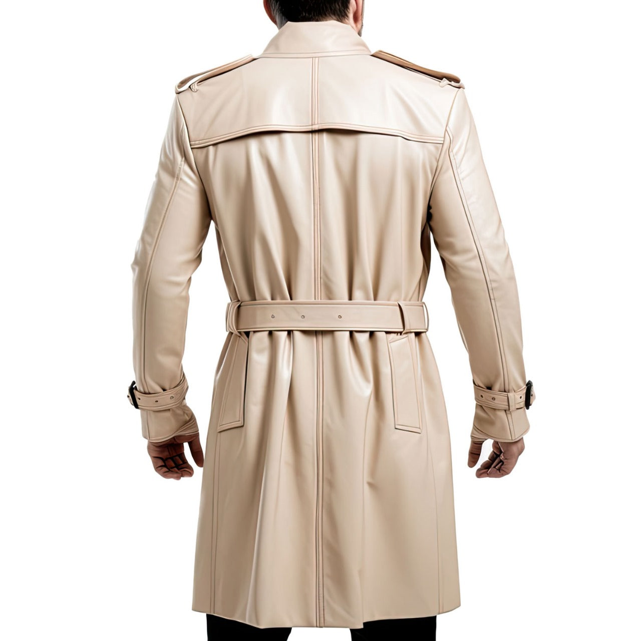 Genuine Sheepskin Leather Long White Coat