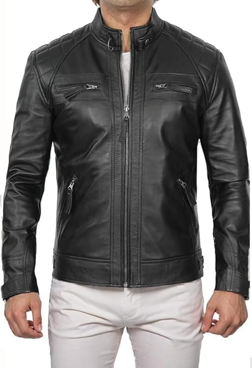 Men's diamond leather jacket