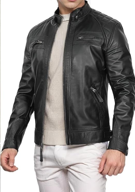 Men's diamond leather jacket