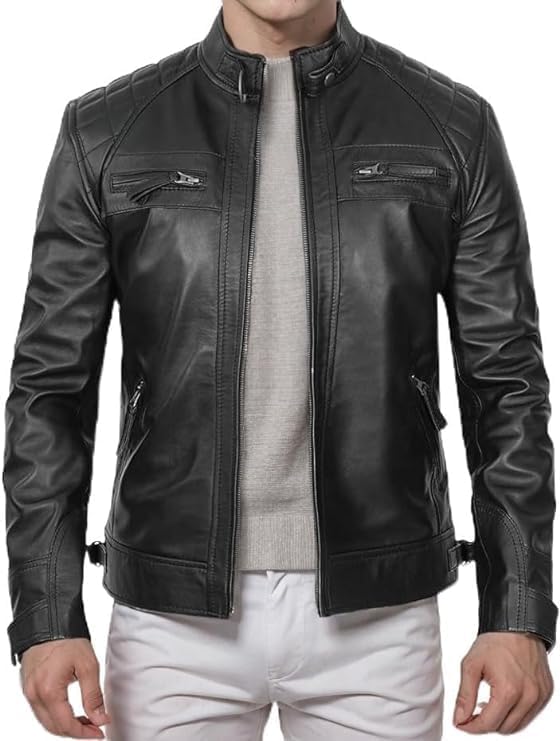 Men's diamond leather jacket